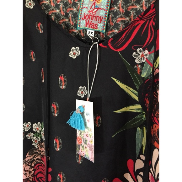 Johnny Was Jolie Floral Silk Boho Tunic Blouse - Picture 5 of 7